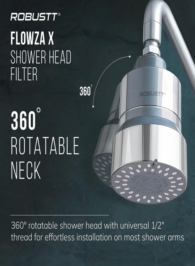 روبوست فلتر دش روفست فلوزا+ بخمسة أوضاع مع رأس دش | قطر 4 بوصات | مُنعم مياه عسرة بـ 15 مرحلة للاستحمام والمنزل | يقلل من تساقط الشعر وجفاف البشرة | يزيل الكلور والشوائب والروائح الكريهة - Image 3